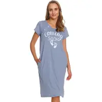 Doctor Nap Katoenen Nachthemd Borstvoeding Zwangerschap TCB.7459 Sky Blue 42 / XL