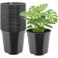 Garronda Set van 20 hoge ronde kunststof kweekpotten met drainagegaten (Zwart, Ø24 x 22 cm (7L)) GD-KW-RH