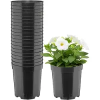 Garronda Set van 20 hoge ronde kunststof kweekpotten met drainagegaten (Zwart, Ø14 x 15 cm (2L)) GD-KW-RH
