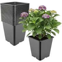 Garronda Set van 20 hoge vierkante kunststof kweekpotten met drainagegaten voor tuin (Zwart, 25 x 25 x 26 cm (11L)) GD-KW-HS