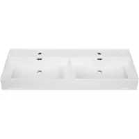 Saniclass Legend Meubelwastafel - 121x47x16cm - met overloop - 2 wasbakken - 2 kraangaten - keramiek - glans wit