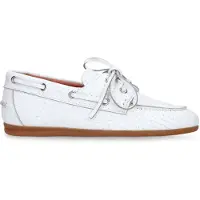 Manfield Witte geweven boatloafers | Maat 38