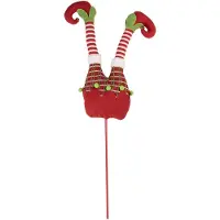 Clayre & Eef Kerstdecoratie Elfenbenen 20x8x82 cm Rood Hout