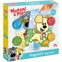 Bambolino toys Woezel & Pip Vingerverf set - 4 kleuren verf en 10 kaarten - Peuter en kleuter speelgoed - Knutselen - Voor meisjes en jongens - Vanaf 2 jaar - Speelgoed kinderen -