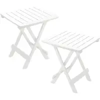 Pro Garden tuin / camping bijzettafeltje - 2x - wit - kunststof - opvouwbaar - 43 x 45 x 50 cm