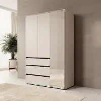 Meubella - Cirelle 2 - Kledingkast 3-deurs - Beige - 138x55x211 cm