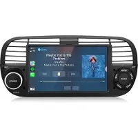 Hexinex Quad-Core 7" Autoradio Geschikt voor Fiat 500 (2007-2015) - Draadloos CarPlay, Android Auto, Ondersteunt DAB+, multimediaspeler, 2GB+64GB, zwart