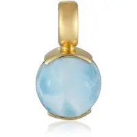 Cavill - Vergulde 925 Sterling Zilver Hanger - Ronde Larimar Cabochon 4 5 Karaat - Hemelsblauw Elegant Zomers Sieraad Dames