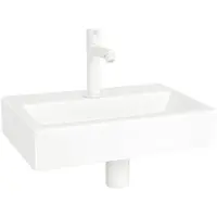 Qeramiq Fuente fonteinset - 38x24cm - 1 kraangat - keramiek - fonteinkraan wit mat - glans wit SW21912 / SW696206 / SW696216 / SW1210972