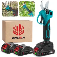 ONEVAN Elektrische Snoeischaar - 21V Snoeischaar - 30mm Snijdiameter - Borstelloze Heggenschaar - SK5 koolstofstaal - met 2 x accu's - Voor Boomgaard, Tuin, Boerderij, Park, Tuinieren