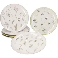 MamboCat 6-delige set Jardin taartschalen met bloemen 2x geel, paars & roze van keramiek – Q06000240