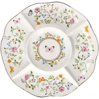 MamboCat DANCING BUTTERFLIES Serveerplaat rond met verschillende vlakken van porselein – R3135#DANB