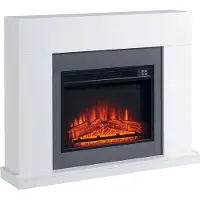 HOMCOM Elektrische haard MDF, PB-platen, staal, glas, PP-kunststof, PVC 113B x 26,6D x 87,5H cm Wit