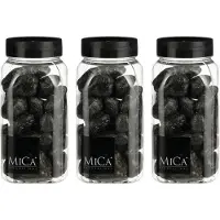 Mica Decorations decoratie stenen - 3x - groot - 650ml - antraciet mix - hobby steentjes - sier stenen