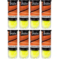 Sportx Tennisballen - 24x - geel - rubber/katoen - in koker - standaard formaat - buitenspeelgoed