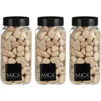 Mica Decorations decoratie stenen - 3x - groot - 650ml - licht beige mix - hobby steentjes - sier stenen