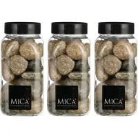 Mica Decorations decoratie stenen - 3x - groot - 650ml - beige mix - hobby steentjes - sier stenen