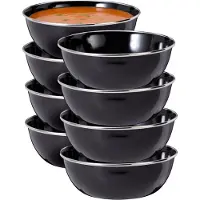 Redcliffs Kommenset - 8x stuks - zwart - 15 x 5 cm - emaille - kamperen/outdoor - schaaltjes