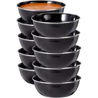 Redcliffs Kommenset - 10x stuks - zwart - 15 x 5 cm - emaille - kamperen/outdoor - schaaltjes