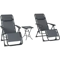 Outsunny Zero-gravity Stoelenset - Textiel - 90x65x110cm - Grijs