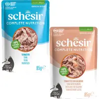 Schesir tonijn met zalm (jelly) natvoer kat (zakjes) 4 dozen (48 x 85 g)