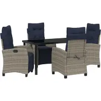 vidaXL Tuin Eettafel Set 5 st Grijs poly rattan