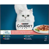 Gourmet PERLE Verfijnde reepjes in saus (kip, rundvlees, tonijn, zalm) (1 x 24 x 85g)