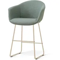 Nolon Nino-Otis Barkruk Saliegroen - Beige Onderstel - 65 Cm - Japandi - Armleuning - Stoffen - Barstoel