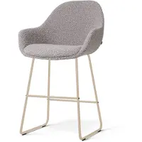 Nolon Nino-Mae Barkruk Bouclé Taupe - Beige Onderstel - 65 Cm - Scandinavisch - Armleuning - Stoffen - Barstoel
