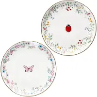 MamboCat FANCY GARDEN Lieveheersbeestje & Vlinder Taartbord Ø16,3cm van Porselein – R1372#FGAR