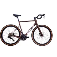 RINOS Sandman8.0 Carbon Gravel - met SHIMANO Di2 - 24 versnellingen en schijfremmen - lichte fiets voor dames en heren - 700 x 40C - koffiebrun L