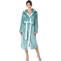 Bellivalini Dames Badjas met Capuchon - Wasmachine bestendig - Polyester - Zeegroen - XXL - BLV-BLV50-168-DG