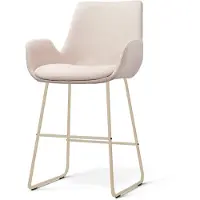 Nolon Nino-Eef Barkruk Beige - Beige Onderstel - 65 Cm - Stoffen - Japandi - Armleuning - Kookeiland - Barstoel