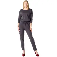 Bellivalini Ladeheid Dames Jumpsuit - Korte mouwen - Lange broek - Katoen - BLV-BLV50-212-OV - Grafiet - XXL