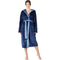 Bellivalini Dames Badjas met Capuchon - Wasmachine bestendig - Polyester - Donkerblauw - S - BLV-BLV50-168-DG