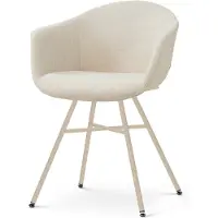 Nolon Noa-Otis Eetkamerstoel Cottonbeige - Beige Onderstel - Japandi - Armleuning - Comfortabel - Stoffen