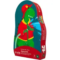 Trixie | Vormenpuzzel Brandweerman Mr. Dino - 12 stukken - Kinderpuzzel vanaf 2 jaar