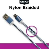 Grixx laadkabel USB-A naar micro-USB 3 m laden en data blauw-wit
