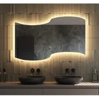Schaere Organische badkamerspiegel met indirecte verlichting, verwarming, instelbare lichtkleur en dimfunctie 120x75 cm