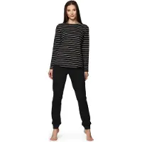 Bellivalini Dames Pyjama - Lange mouwen - Lange broek - Katoen - BLV-BLV50-166-PJ - Zwart Wit - L