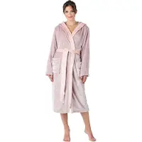 Bellivalini Dames Badjas met Capuchon - Wasmachine bestendig - Polyester - Poederroze - XXL - BLV-BLV50-168-DG