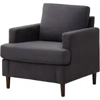 Happiq Fauteuil - Lounge stoel - Gestoffeerde Accentstoel met Houten Poten - Donkergrijs