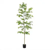 Happiq Kunstmatige Schefflera Boom 210 cm - Kunstplant - Natuurlijke Stam & Realistische Bladeren - Groen