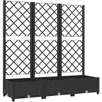 vidaXL Plantenbak met trellis zwart 120x40x121,5 cm PP