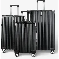 Infinity Leather Zwarte hardshell koffer Dubbele 4-wiel ABS bagage Cabinekoffers