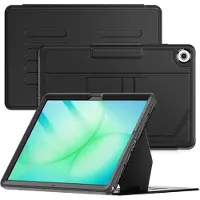 Ntech Tablet Hoes Geschikt voor Samsung Galaxy A11 Plus Zwart - Galaxy A11 plus hoes met Kaartsleuven - Multi-Angle Magnetic Stand, Auto Sleep/Wake - Extra Stevig - Schokbestendig