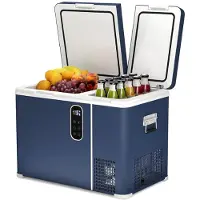 Puluomis - Compressor Koelbox Elektrisch - 12V en 220V/230 Volt - Camping Koelkast voor Auto - 45L - Coolbox tot -20°C - Dubbele zone - Dubbele temperatuurregeling - Blauw