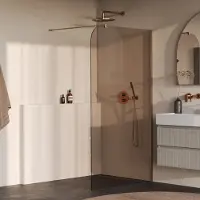 Brauer Orion inloopdouche bronsglas 120cm afgerond koper geborsteld PVD