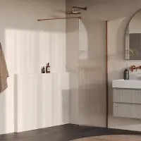Brauer Oblivion inloopdouche ribbelglas 90cm koper geborsteld PVD