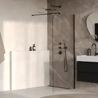 Brauer Orion inloopdouche helder glas 90cm afgerond zwart mat